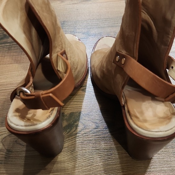 Rag & Bone Wyatt Leather Peep Toe Block Heel Bootie Rich Mom Old MoneyTan 38 - Picture 6 of 8